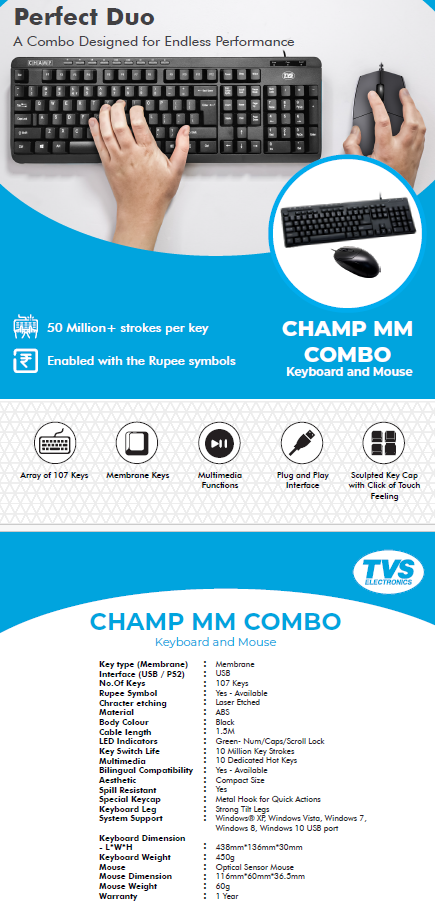 Champ MM Combo Keyboard and Mouse by TVS Electronics